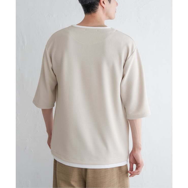 【親子コーデ】キーネックレイヤード7分袖Tシャツ | ikka  | 詳細画像22 