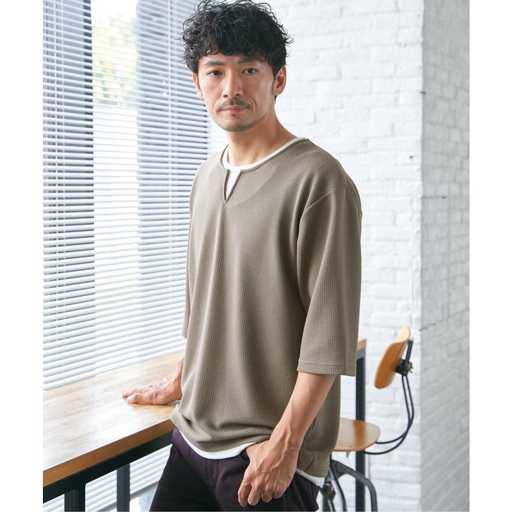 【親子コーデ】キーネックレイヤード7分袖Tシャツ | ikka  | 詳細画像2 