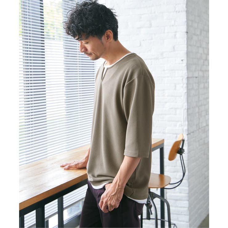 【親子コーデ】キーネックレイヤード7分袖Tシャツ | ikka  | 詳細画像3 