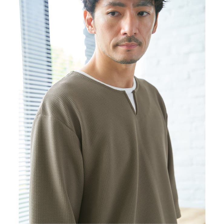 【親子コーデ】キーネックレイヤード7分袖Tシャツ | ikka  | 詳細画像4 