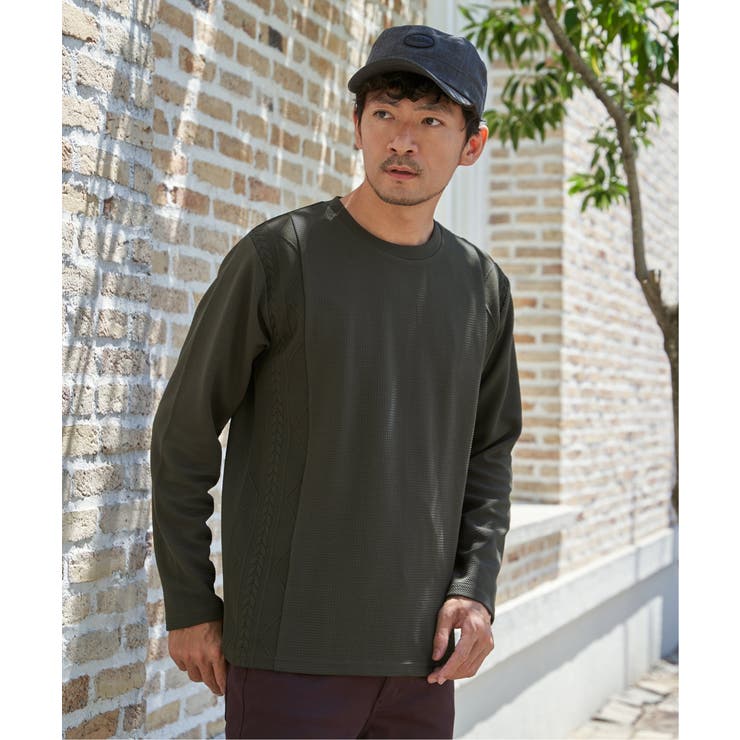 カーキ | フクレジャカード切り替えロンT | ikka 