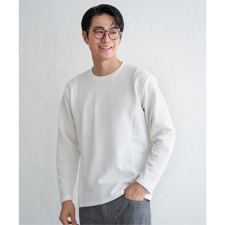 ホワイト | フクレジャカード切り替えロンT | ikka 