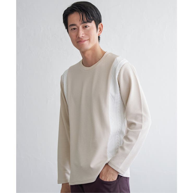 ベージュ | フクレジャカード切り替えロンT | ikka 