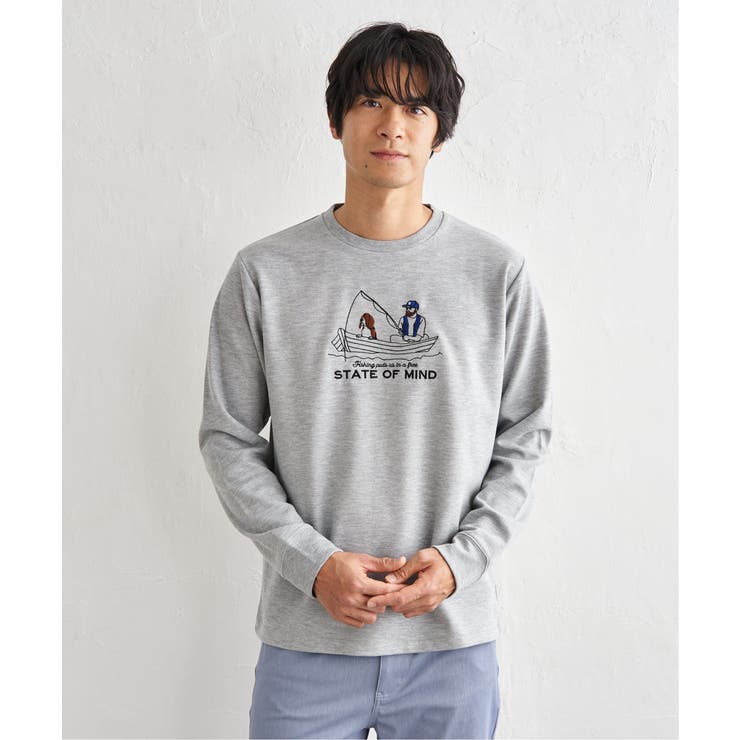 グレー | ポンチ刺繍ロンT | ikka 