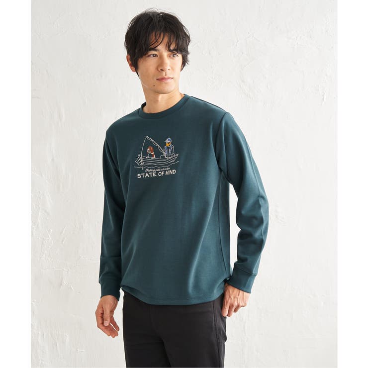 グリーン | ポンチ刺繍ロンT | ikka 