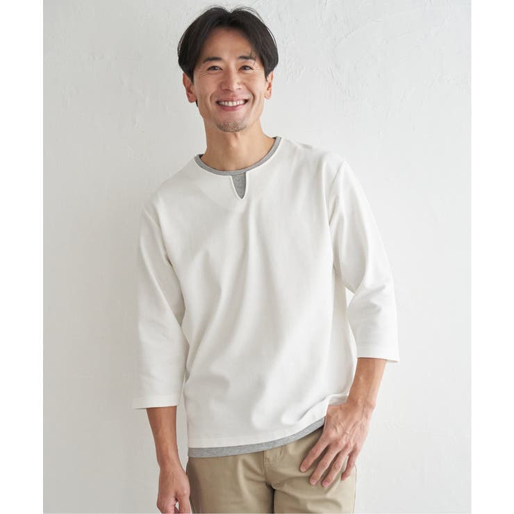 【抗菌防臭】GOKU楽冷感7分袖キーネック | ikka  | 詳細画像6 