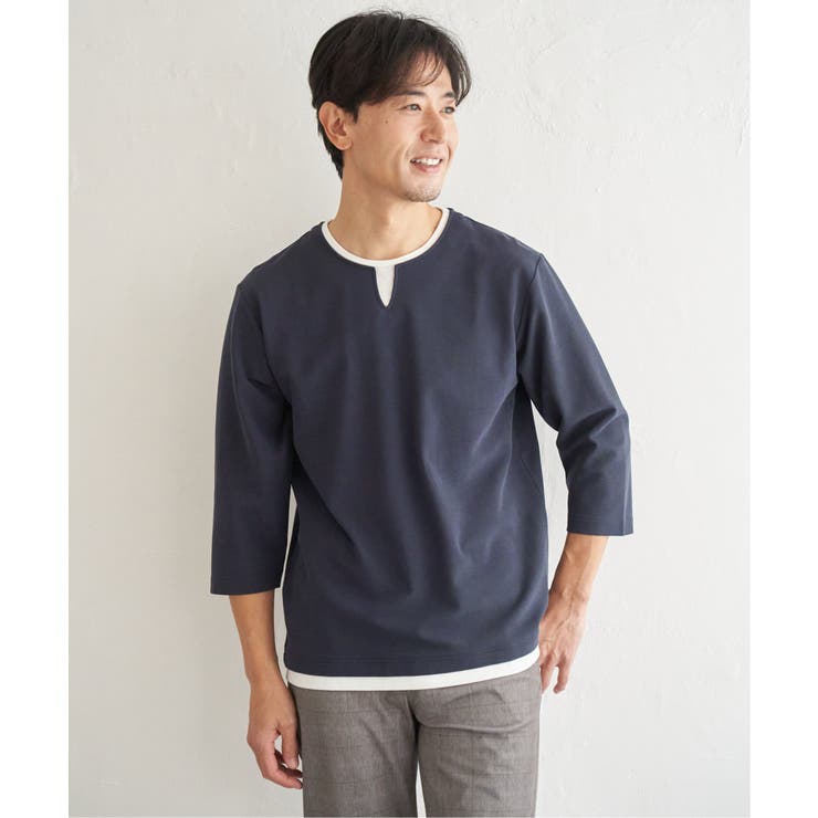 【抗菌防臭】GOKU楽冷感7分袖キーネック | ikka  | 詳細画像14 