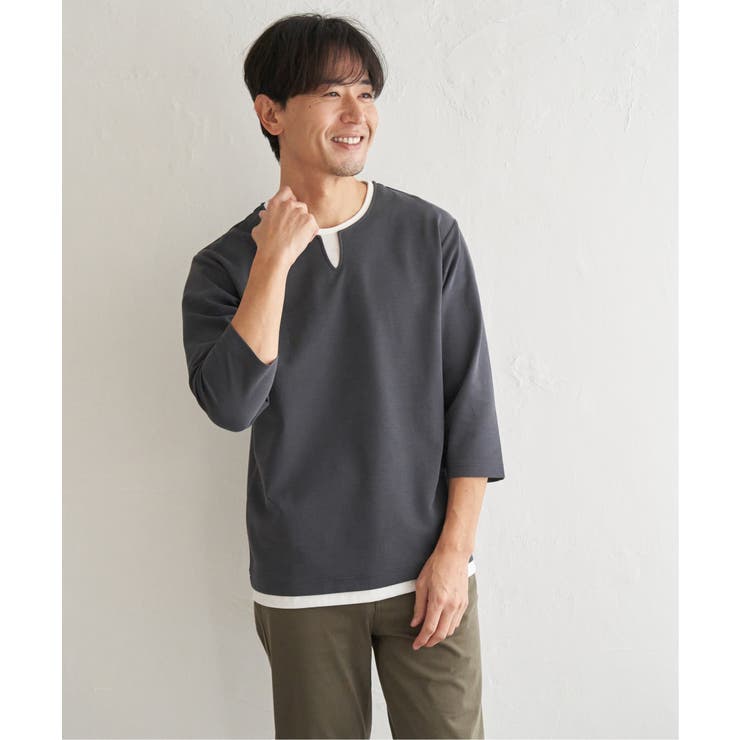 【抗菌防臭】GOKU楽冷感7分袖キーネック | ikka  | 詳細画像17 