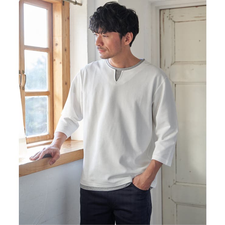 【抗菌防臭】GOKU楽冷感7分袖キーネック | ikka  | 詳細画像1 