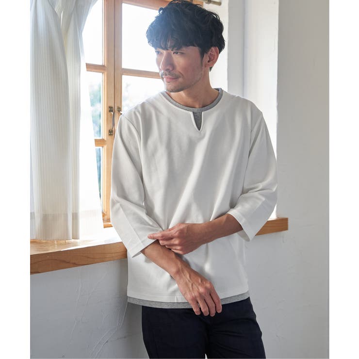 【抗菌防臭】GOKU楽冷感7分袖キーネック | ikka  | 詳細画像2 