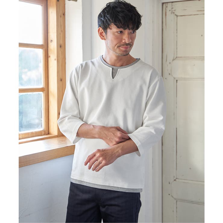 【抗菌防臭】GOKU楽冷感7分袖キーネック | ikka  | 詳細画像3 