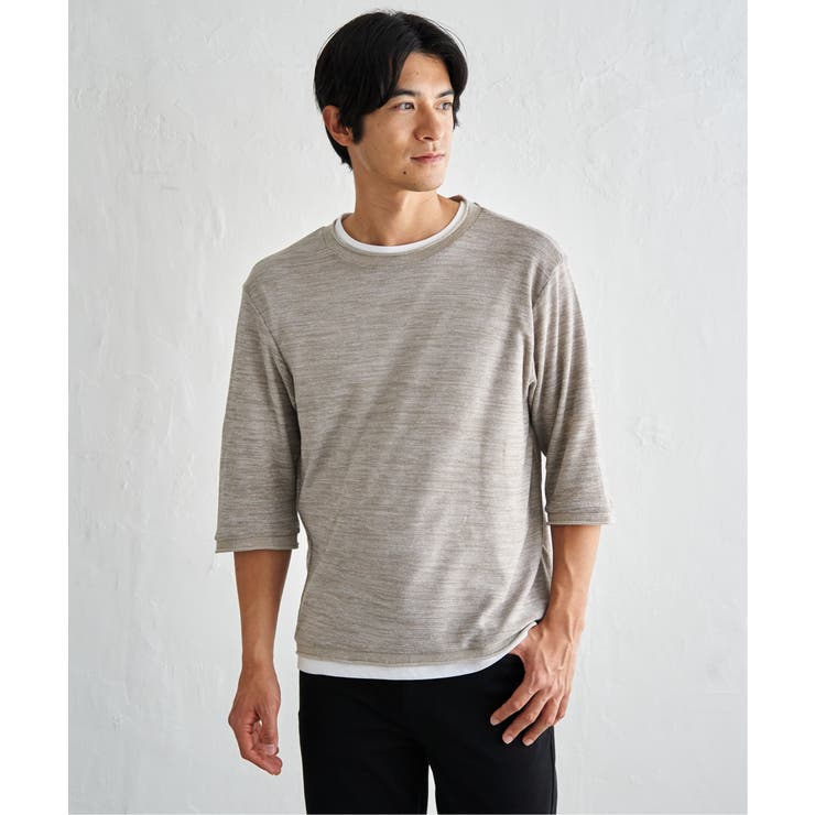 ベージュ | 【2点セット】ミックスヤーン6.5分袖インナーセット | ikka 