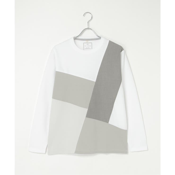 ホワイト | ブロックスポンチ切り替えロンT | ikka 