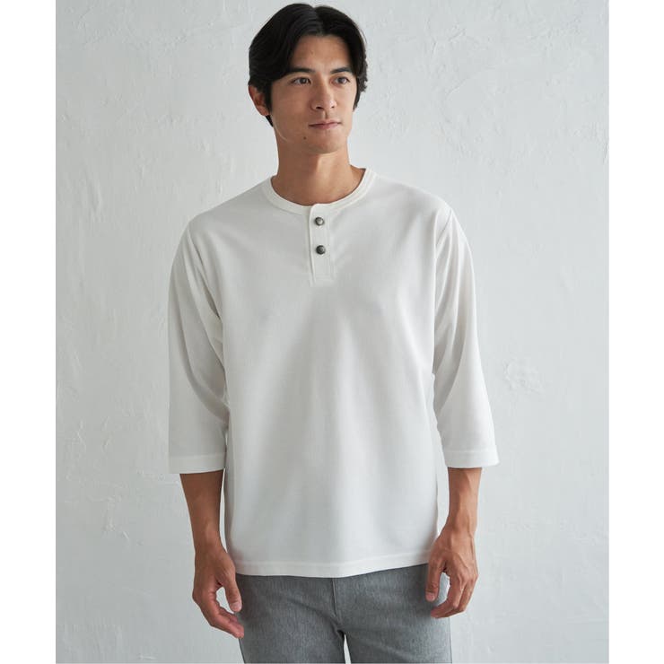 【吸水速乾】ドライサーマルヘンリーネック7分袖Tシャツ | ikka  | 詳細画像16 