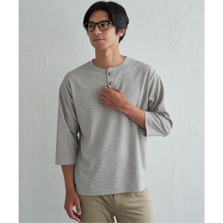 【吸水速乾】ドライサーマルヘンリーネック7分袖Tシャツ | ikka  | 詳細画像19 