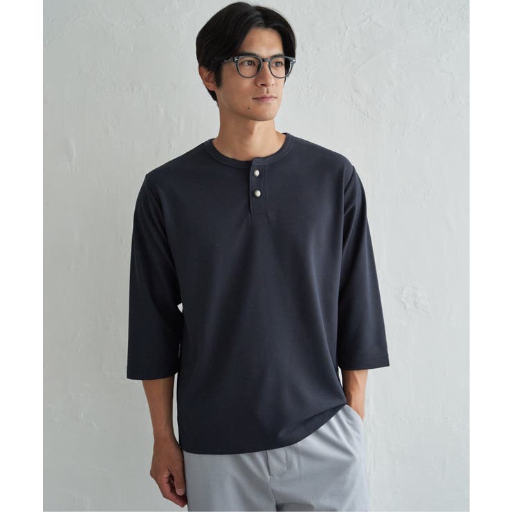 【吸水速乾】ドライサーマルヘンリーネック7分袖Tシャツ | ikka  | 詳細画像22 