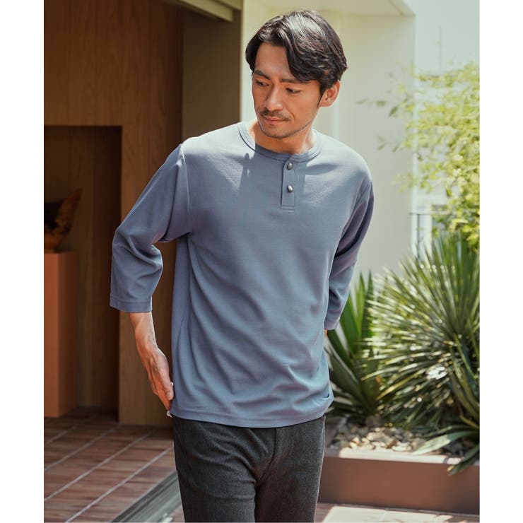 【吸水速乾】ドライサーマルヘンリーネック7分袖Tシャツ | ikka  | 詳細画像5 