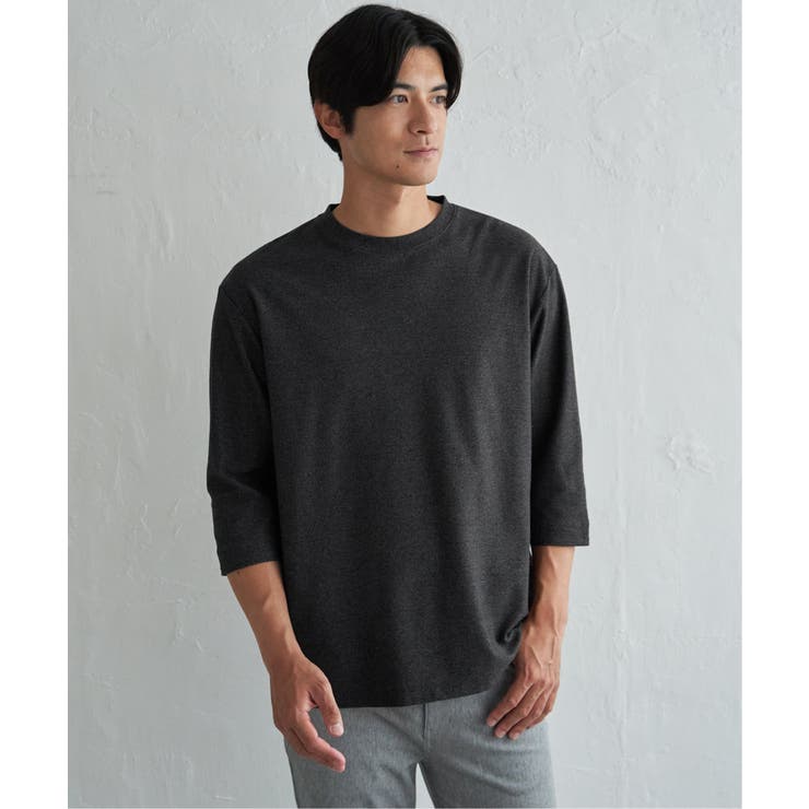 ブラック | ドライ梨地7分袖Tシャツ | ikka 