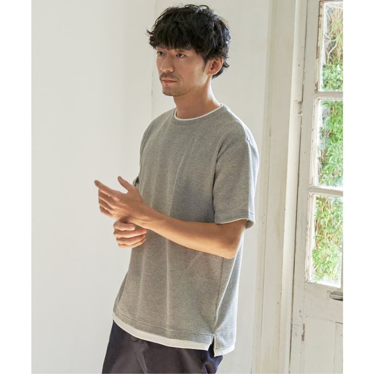 メランジワッフルフェイクTシャツ | ikka  | 詳細画像2