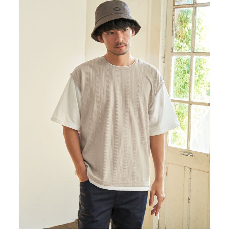 5分袖フェイクベストTシャツ | ikka  | 詳細画像7