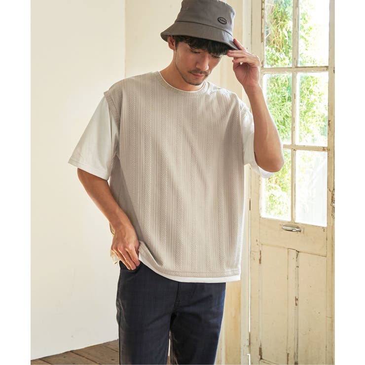 5分袖フェイクベストTシャツ | ikka  | 詳細画像8