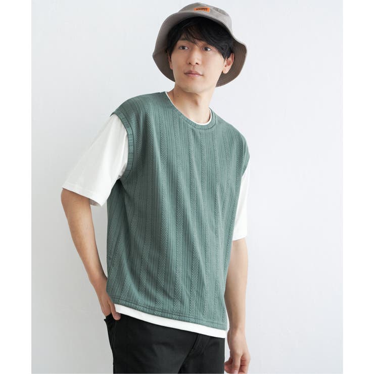 5分袖フェイクベストTシャツ | ikka  | 詳細画像14