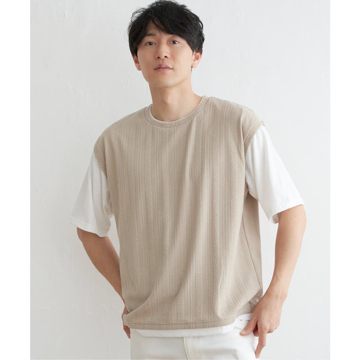 5分袖フェイクベストTシャツ | ikka  | 詳細画像21