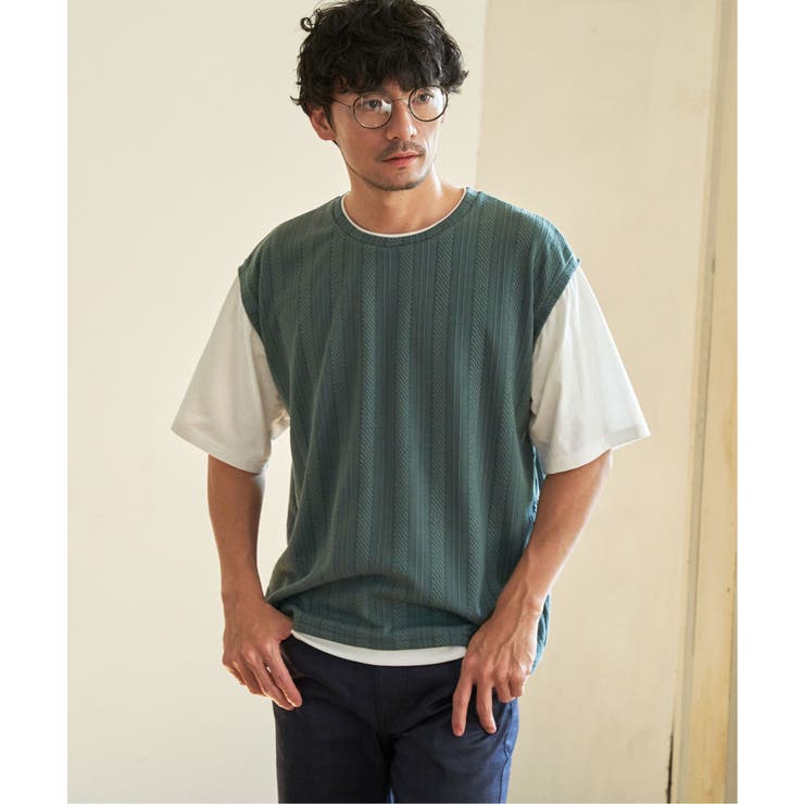 5分袖フェイクベストTシャツ[品番：IKAW0020073]｜ikka （イッカ）のメンズファッション通販｜SHOPLIST（ショップリスト）