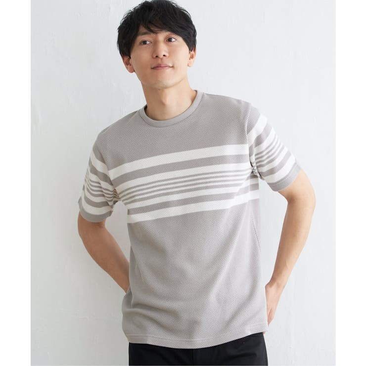 グレイ | パイナップルパネルボーダーTシャツ | ikka