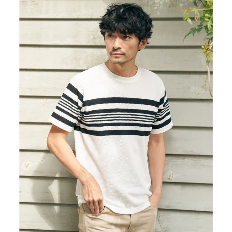 パイナップルパネルボーダーTシャツ | ikka  | 詳細画像1