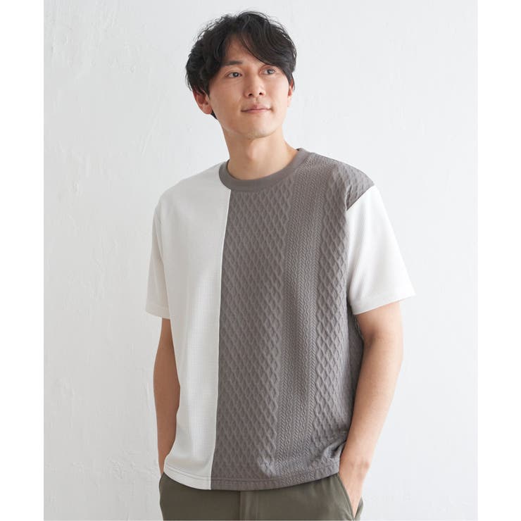 グレイ | フクレジャガードワッフル切り替えTシャツ | ikka 