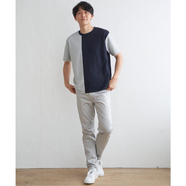 フクレジャガードワッフル切り替えTシャツ | ikka  | 詳細画像2 