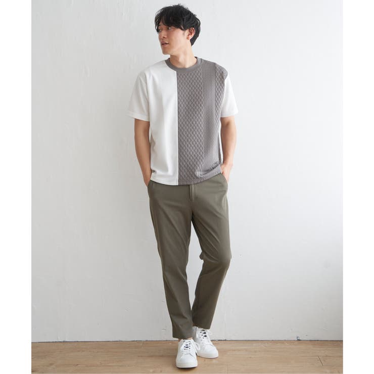 フクレジャガードワッフル切り替えTシャツ | ikka  | 詳細画像6 