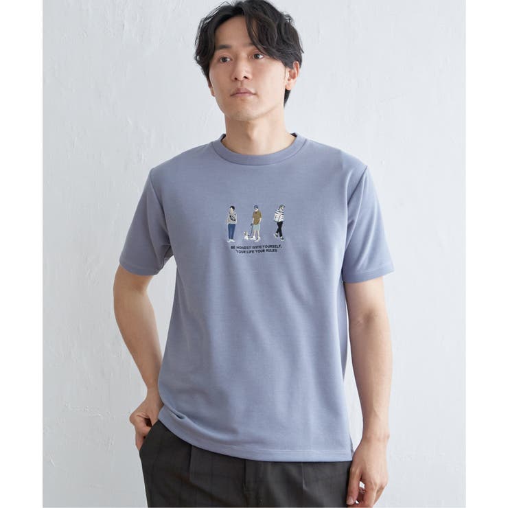 ブルー | 【親子コーデ】ポンチスリーメン刺繍Tシャツ | ikka 