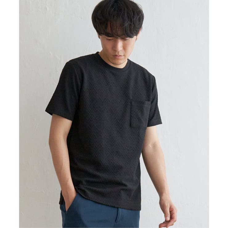 ブラック | ヘリンボンフクレジャカードTシャツ | ikka 