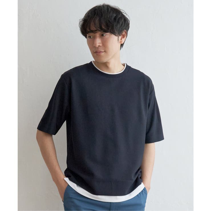 【吸水速乾】ドライ鹿の子5分袖レイヤードTシャツ | ikka  | 詳細画像7 