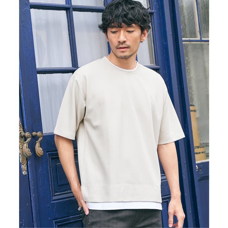 【吸水速乾】ドライ鹿の子5分袖レイヤードTシャツ | ikka  | 詳細画像19 