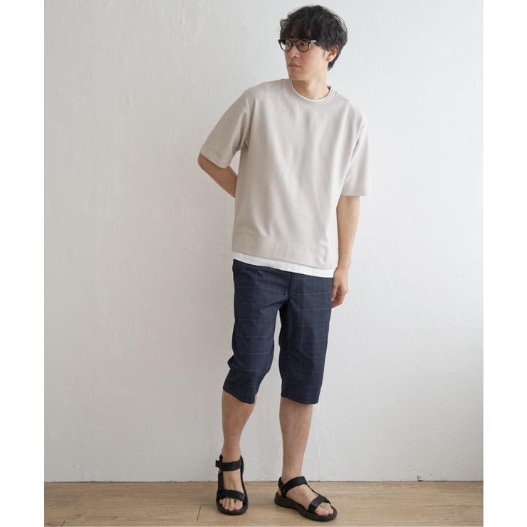 【吸水速乾】ドライ鹿の子5分袖レイヤードTシャツ | ikka  | 詳細画像25 