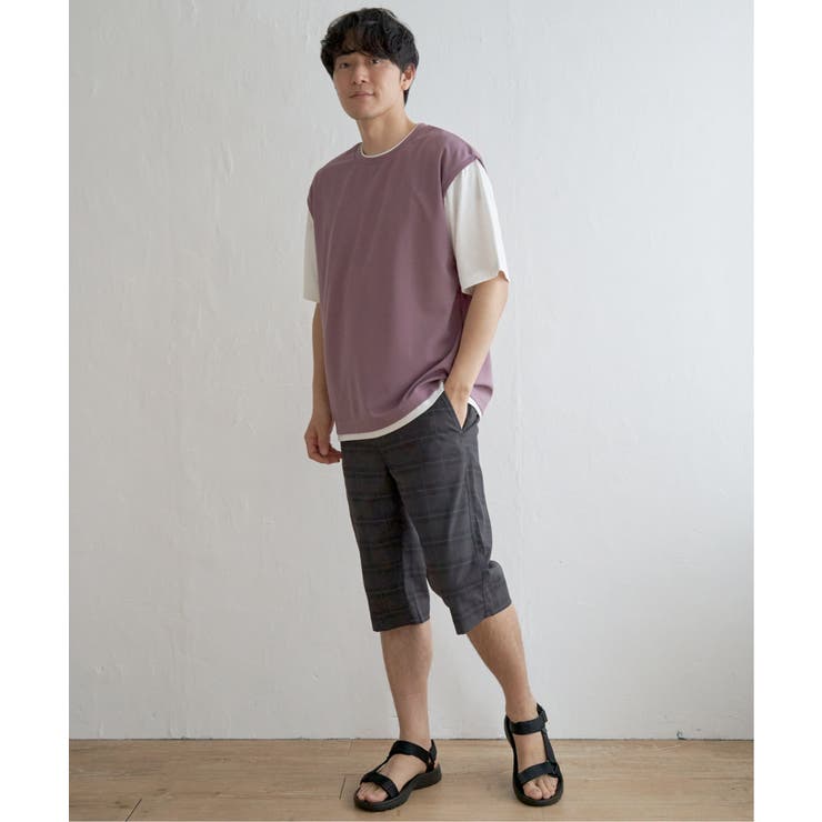 【接触冷感／親子コーデ】速乾COOLフェイクベストTシャツ | ikka  | 詳細画像19 