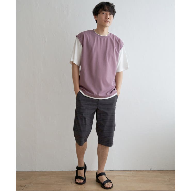 【接触冷感／親子コーデ】速乾COOLフェイクベストTシャツ | ikka  | 詳細画像20 