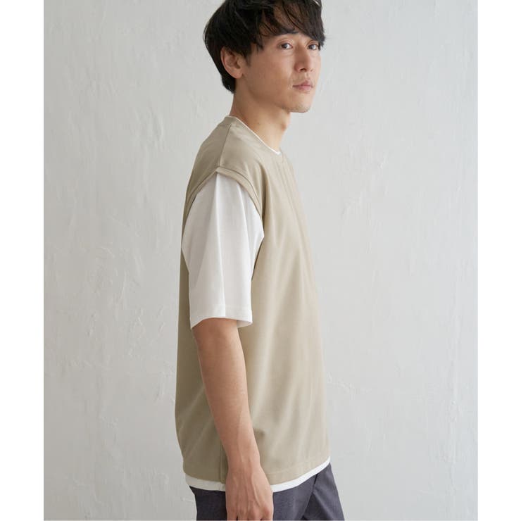 【接触冷感／親子コーデ】速乾COOLフェイクベストTシャツ | ikka  | 詳細画像21 