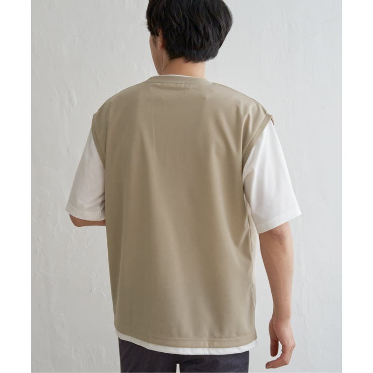 【接触冷感／親子コーデ】速乾COOLフェイクベストTシャツ | ikka  | 詳細画像22 