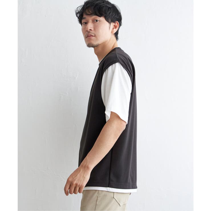 【接触冷感／親子コーデ】速乾COOLフェイクベストＴシャツ | ikka  | 詳細画像11 