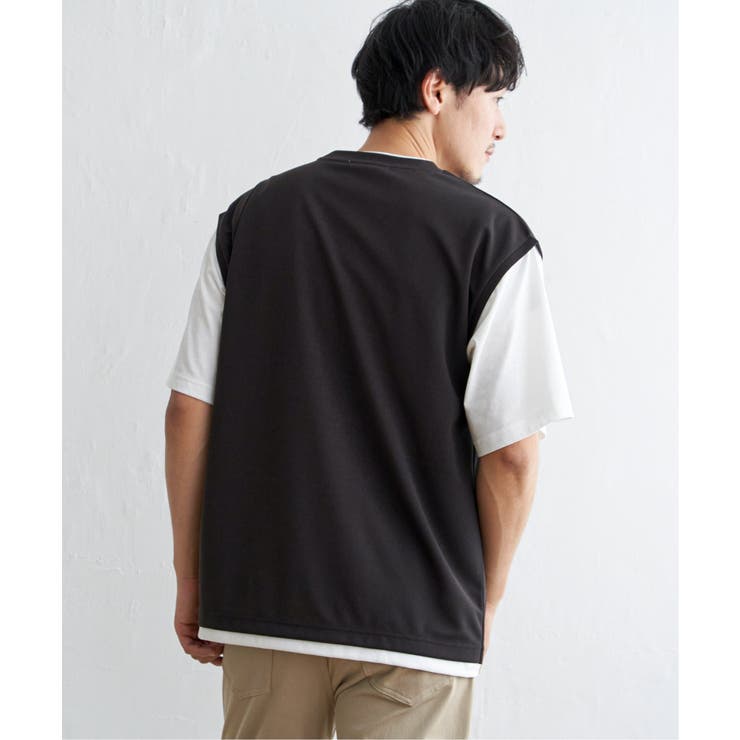 【接触冷感／親子コーデ】速乾COOLフェイクベストＴシャツ | ikka  | 詳細画像12 