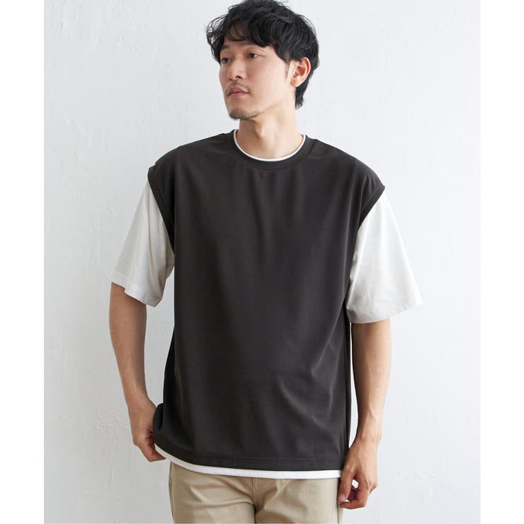 【接触冷感／親子コーデ】速乾COOLフェイクベストＴシャツ | ikka  | 詳細画像13 