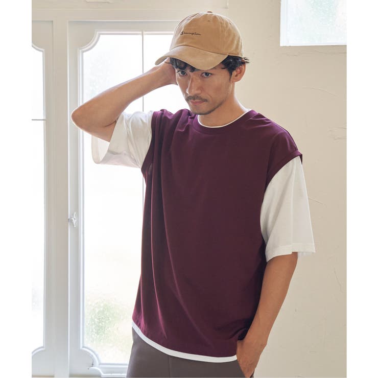 【接触冷感／親子コーデ】速乾COOLフェイクベストＴシャツ | ikka  | 詳細画像2 