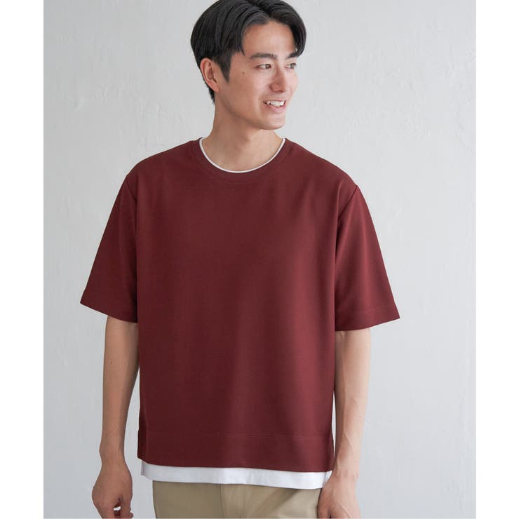 【お得だ値】ドライ鹿の子レイヤードTシャツ5分袖【吸水速乾】 | ikka  | 詳細画像2 