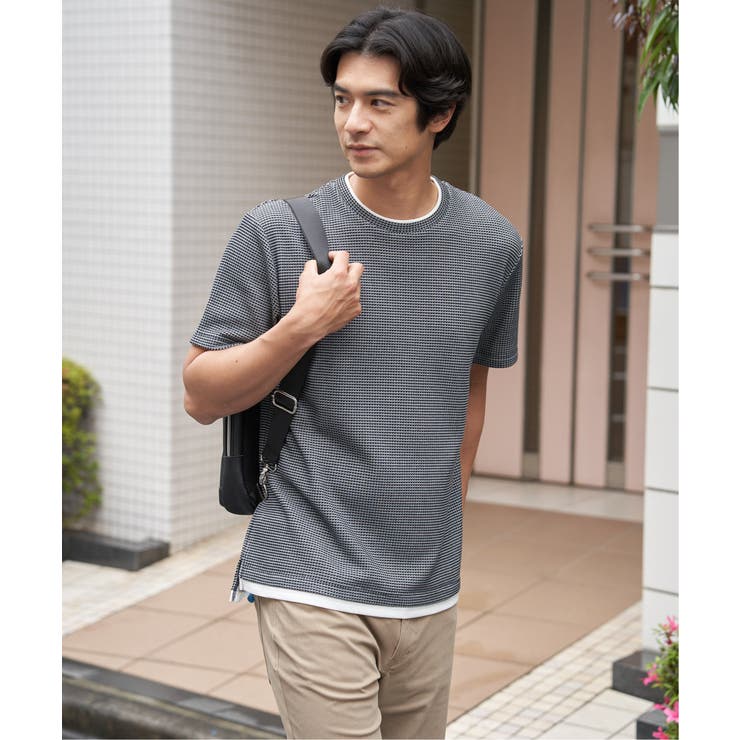 ネイビーブルー | 【雑誌MonoMax5月号掲載】冷感ドライワッフルフェイクT「小泉孝太郎さん着用… | ikka 