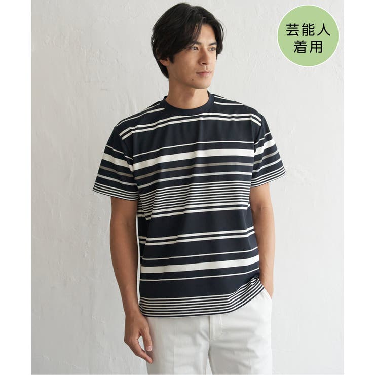 ネイビーブルー | 【MonoMax × 小泉孝太郎】冷感DRYポンチボーダーTシャツ「小泉孝太郎さ… | ikka 