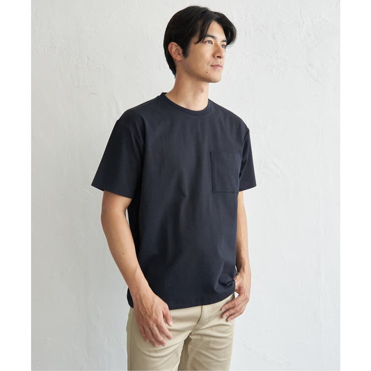 ネイビーブルー | 冷感DRYサッカーポケットTシャツ | ikka 
